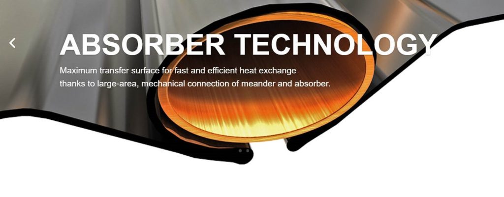 patented folded solar heater absorber on copper pipe