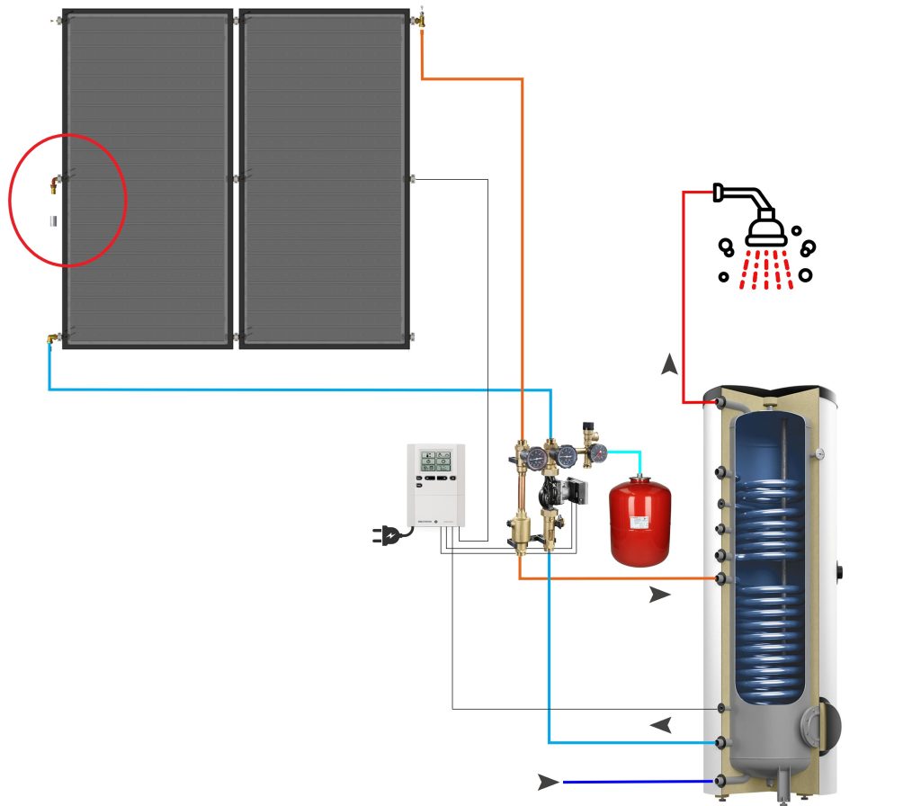 solar-water-heater-panel-tank-connection