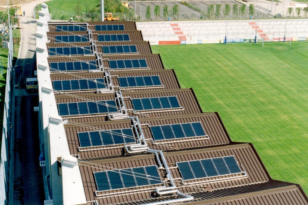 Sports Stadium Water & Heating Powered by Solar Thermal Collectors