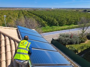 Solar swimming pool water heating system in Algarve Portugal