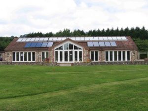 Indoor solar heated swimming pool on a holiday park